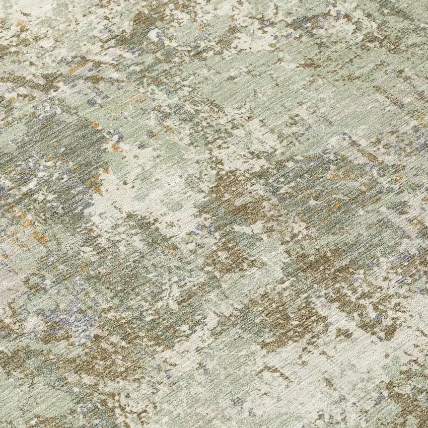 Green And Beige Abstract Washable Indoor Outdoor Area Rug Photo 4