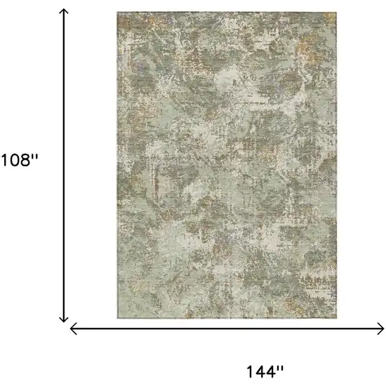 Green And Beige Abstract Washable Indoor Outdoor Area Rug Photo 5
