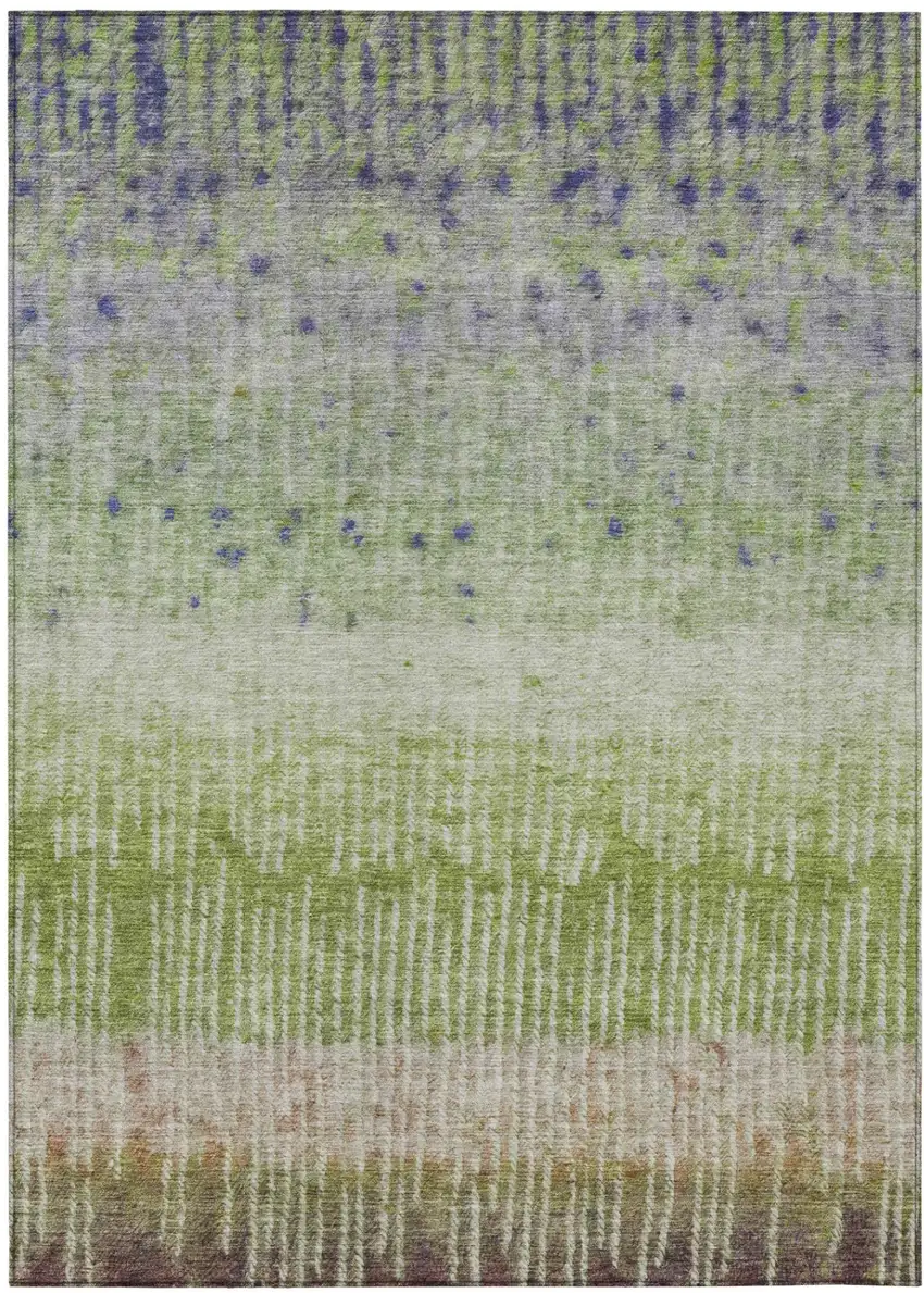 Green And Beige Abstract Washable Indoor Outdoor Area Rug Photo 2