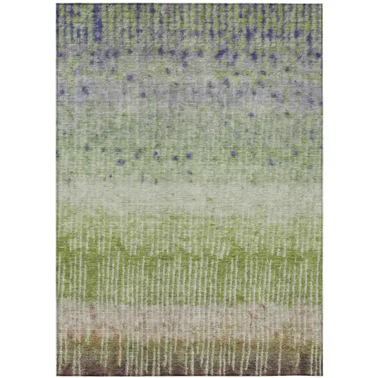 Green And Beige Abstract Washable Indoor Outdoor Area Rug Photo 2