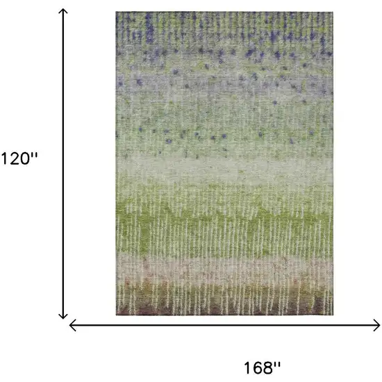 Green And Beige Abstract Washable Indoor Outdoor Area Rug Photo 5