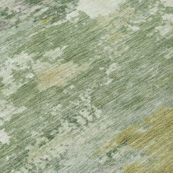 Green And Beige Abstract Washable Indoor Outdoor Area Rug Photo 4