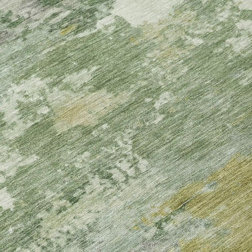 Green And Beige Abstract Washable Indoor Outdoor Area Rug Photo 4