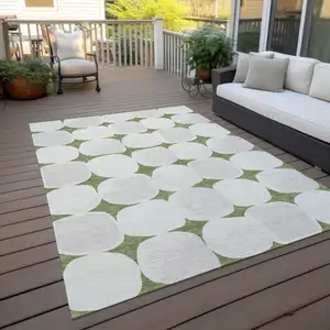 Photo of Green And Beige Abstract Washable Indoor Outdoor Area Rug