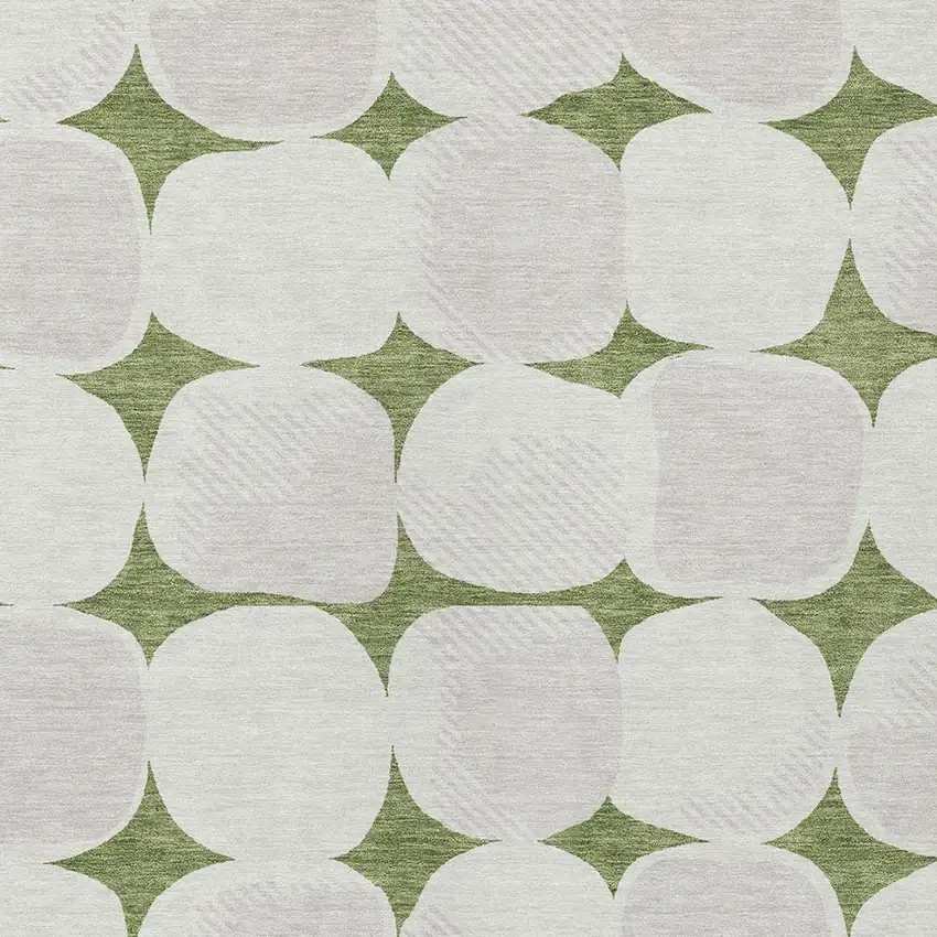 Green And Beige Abstract Washable Indoor Outdoor Area Rug Photo 6
