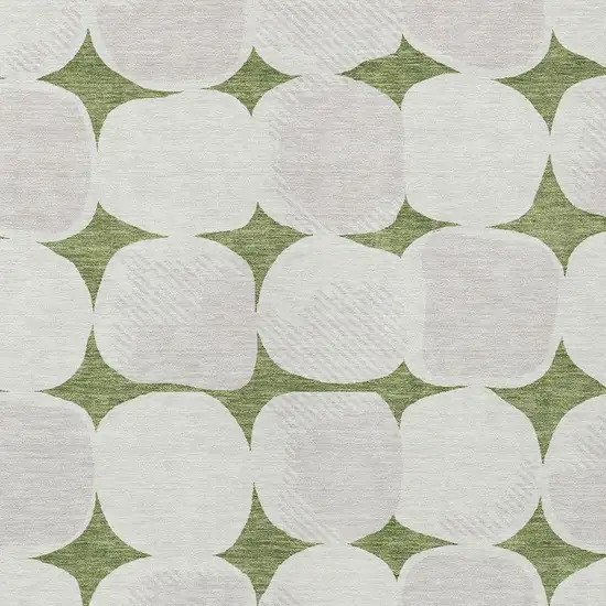 Green And Beige Abstract Washable Indoor Outdoor Area Rug Photo 6