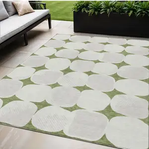 Photo of Green And Beige Abstract Washable Indoor Outdoor Area Rug