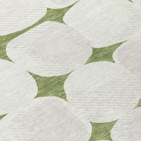Green And Beige Abstract Washable Indoor Outdoor Area Rug Photo 7