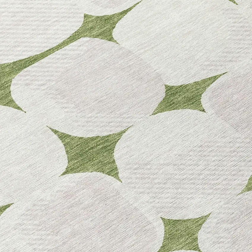 Green And Beige Abstract Washable Indoor Outdoor Area Rug Photo 7