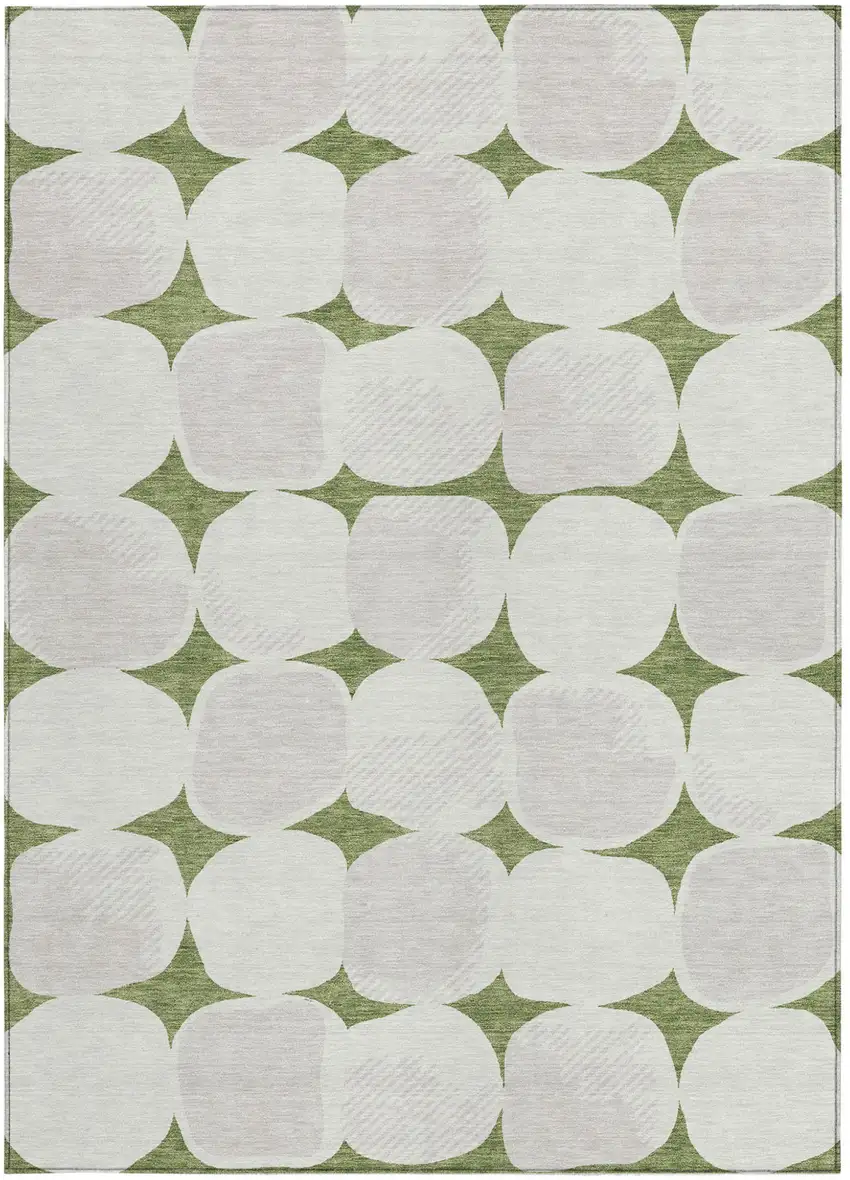 Green And Beige Abstract Washable Indoor Outdoor Area Rug Photo 8