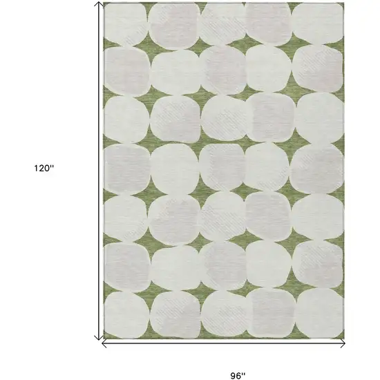 Green And Beige Abstract Washable Indoor Outdoor Area Rug Photo 3