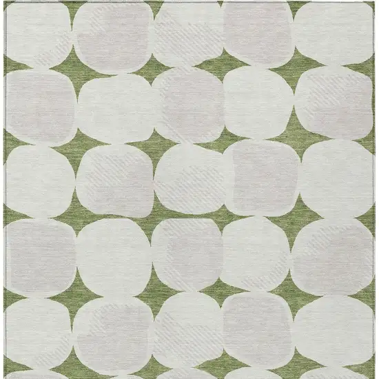 Green And Beige Abstract Washable Indoor Outdoor Area Rug Photo 7