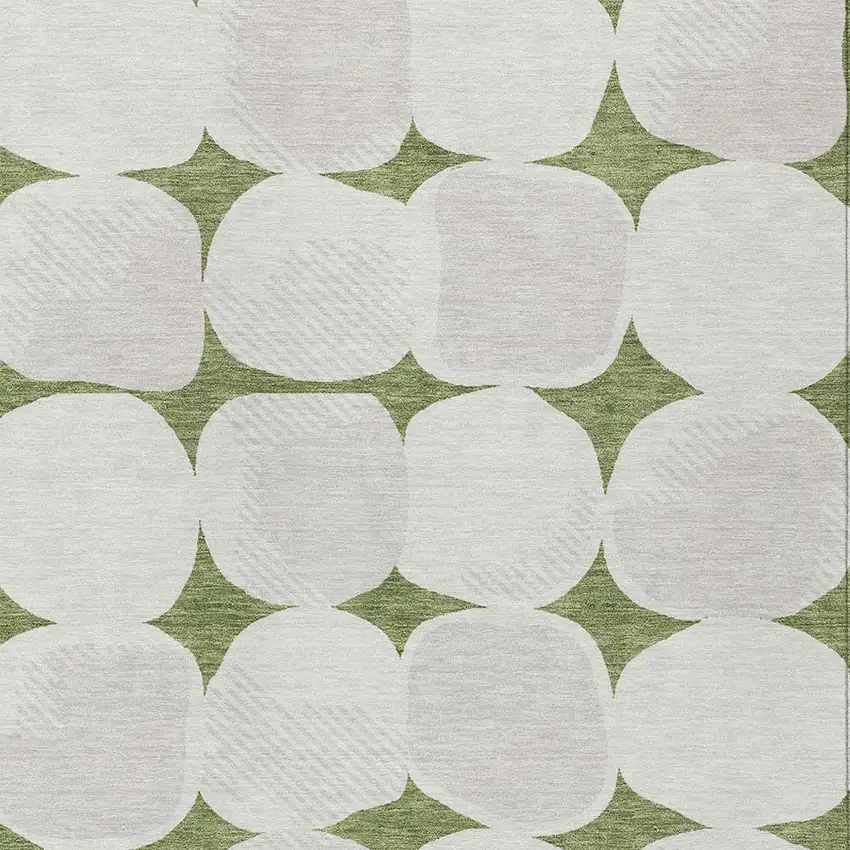 Green And Beige Abstract Washable Indoor Outdoor Area Rug Photo 6