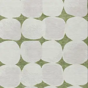 Photo of Green And Beige Abstract Washable Indoor Outdoor Area Rug