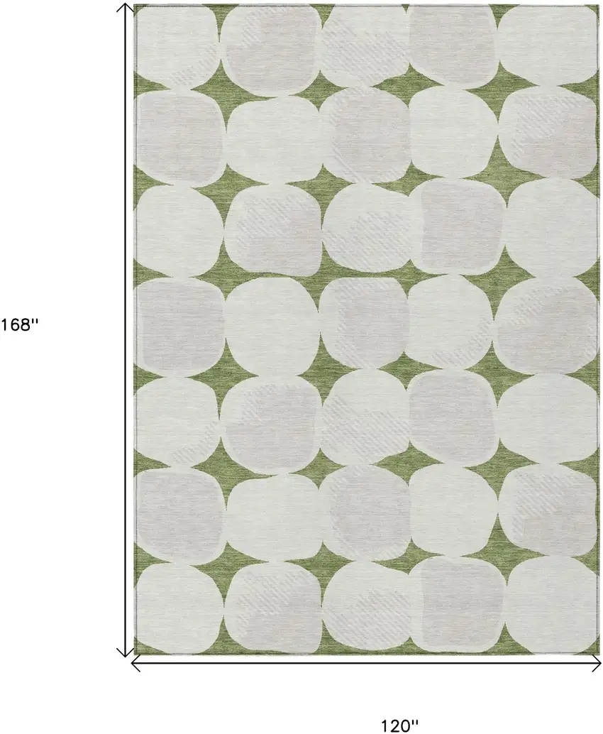 Green And Beige Abstract Washable Indoor Outdoor Area Rug Photo 3
