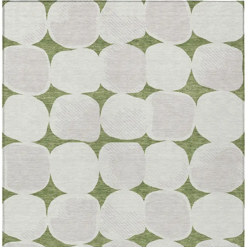 Green And Beige Abstract Washable Indoor Outdoor Area Rug Photo 8