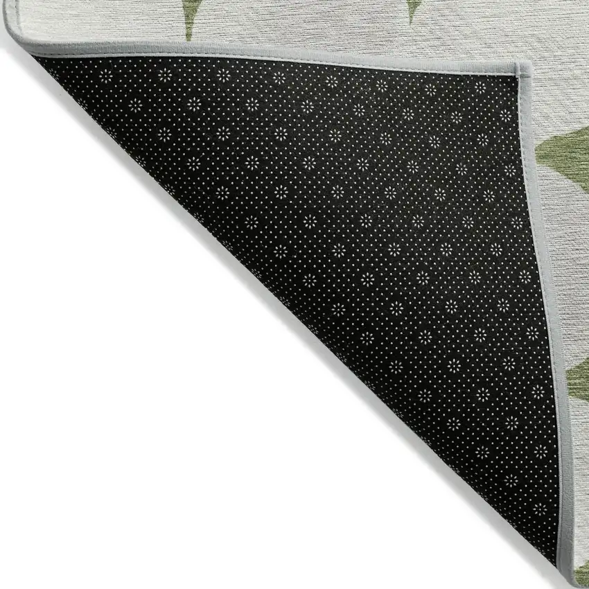 Green And Beige Abstract Washable Indoor Outdoor Area Rug Photo 4
