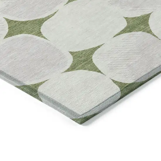 Green And Beige Abstract Washable Indoor Outdoor Area Rug Photo 5