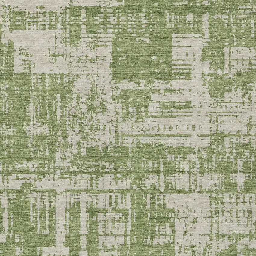 Green And Beige Abstract Washable Indoor Outdoor Area Rug Photo 6