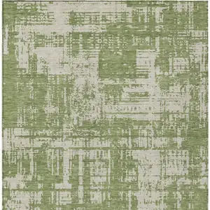 Photo of Green And Beige Abstract Washable Indoor Outdoor Area Rug