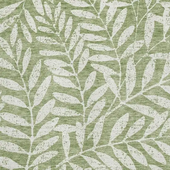 Green And Beige Floral Washable Area Rug With UV Protection Photo 3