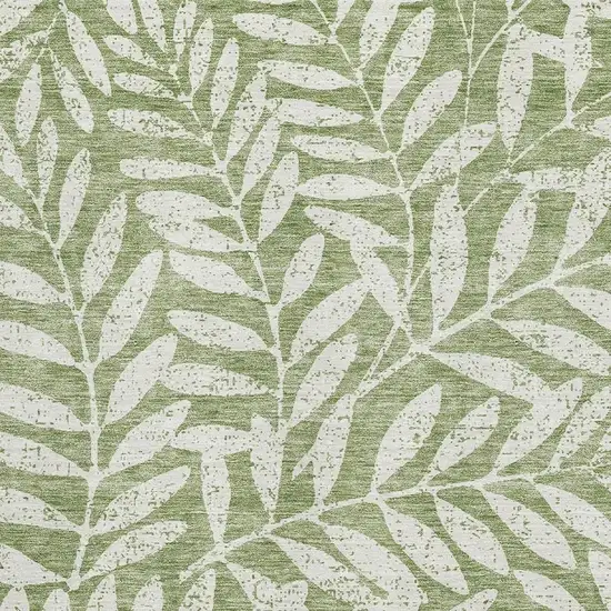 Green And Beige Floral Washable Area Rug With UV Protection Photo 3