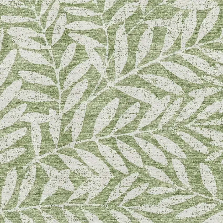 Green And Beige Floral Washable Area Rug With UV Protection Photo 3