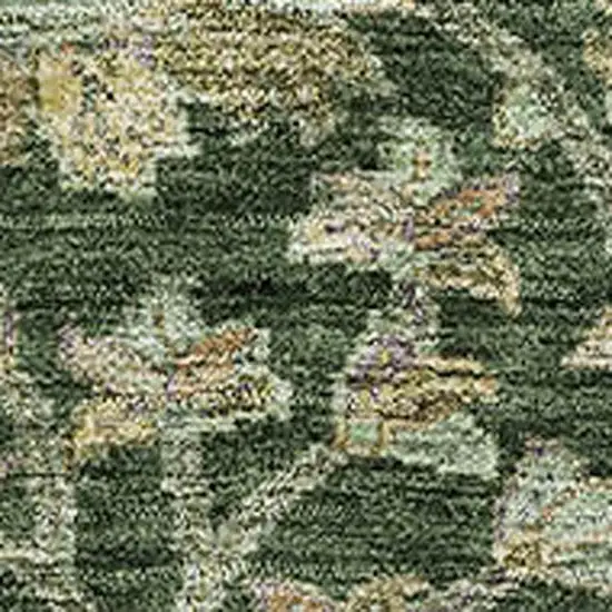 Green And Beige Floral Washable Area Rug With UV Protection Photo 2