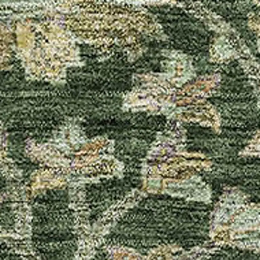 Green And Beige Floral Washable Area Rug With UV Protection Photo 2