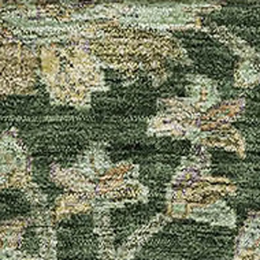 Green And Beige Floral Washable Area Rug With UV Protection Photo 2