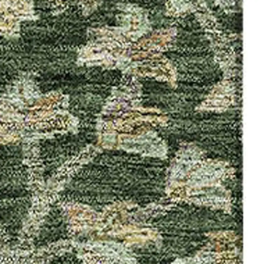 Green And Beige Floral Washable Area Rug With UV Protection Photo 2