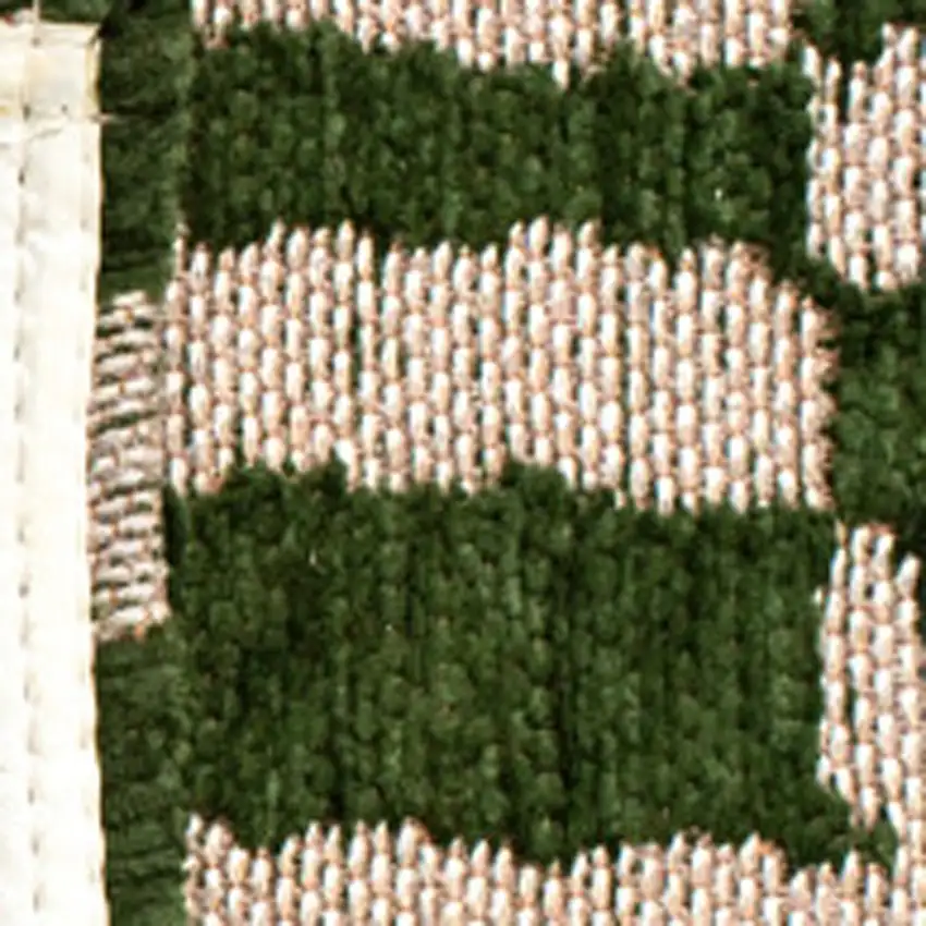 Green And Beige Geometric Berber Washable Area Rug With UV Protection Photo 5