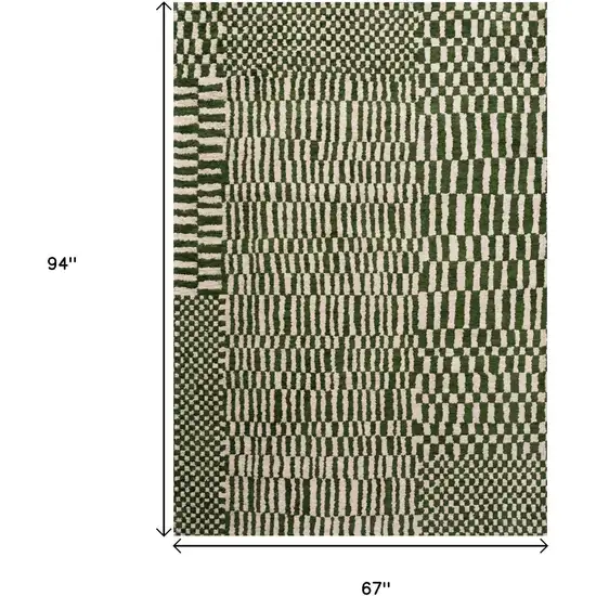 Green And Beige Geometric Berber Washable Area Rug With UV Protection Photo 8