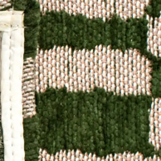 Green And Beige Geometric Berber Washable Area Rug With UV Protection Photo 5