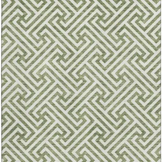 Green And Beige Geometric Washable Area Rug With UV Protection Photo 4