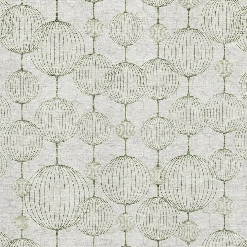 Green And Beige Geometric Washable Area Rug With UV Protection Photo 3