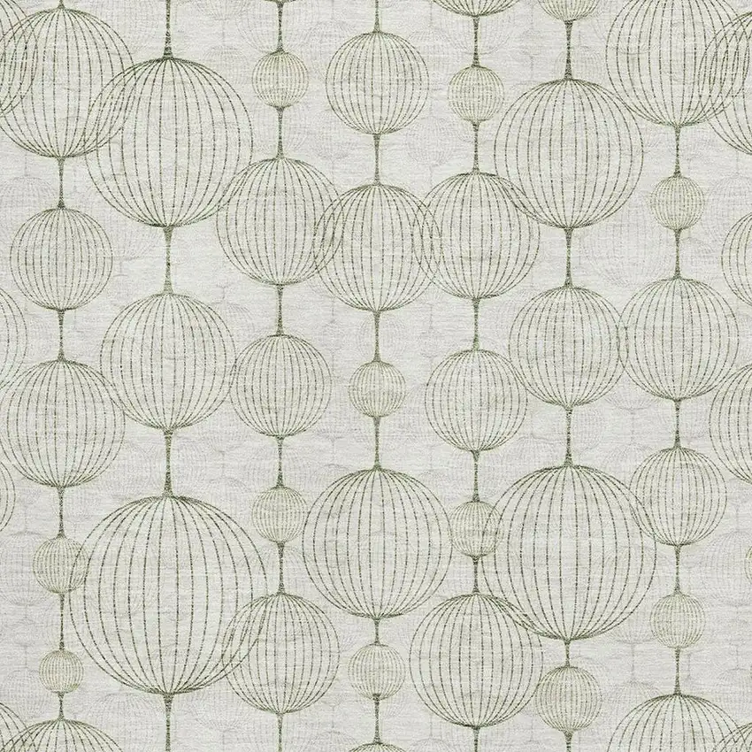 Green And Beige Geometric Washable Area Rug With UV Protection Photo 3