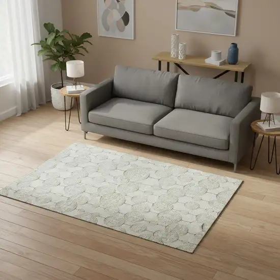 Green And Beige Geometric Washable Area Rug With UV Protection Photo 2