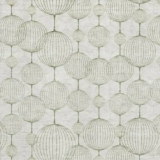 Green And Beige Geometric Washable Area Rug With UV Protection Photo 3