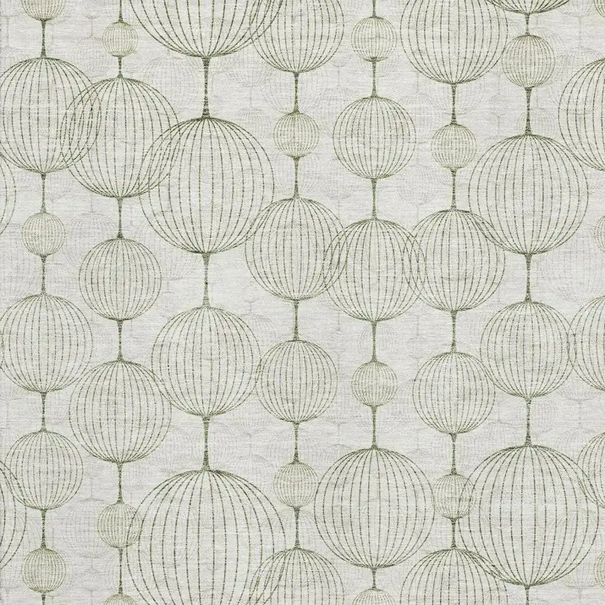 Green And Beige Geometric Washable Area Rug With UV Protection Photo 3