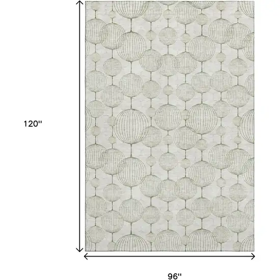 Green And Beige Geometric Washable Area Rug With UV Protection Photo 3