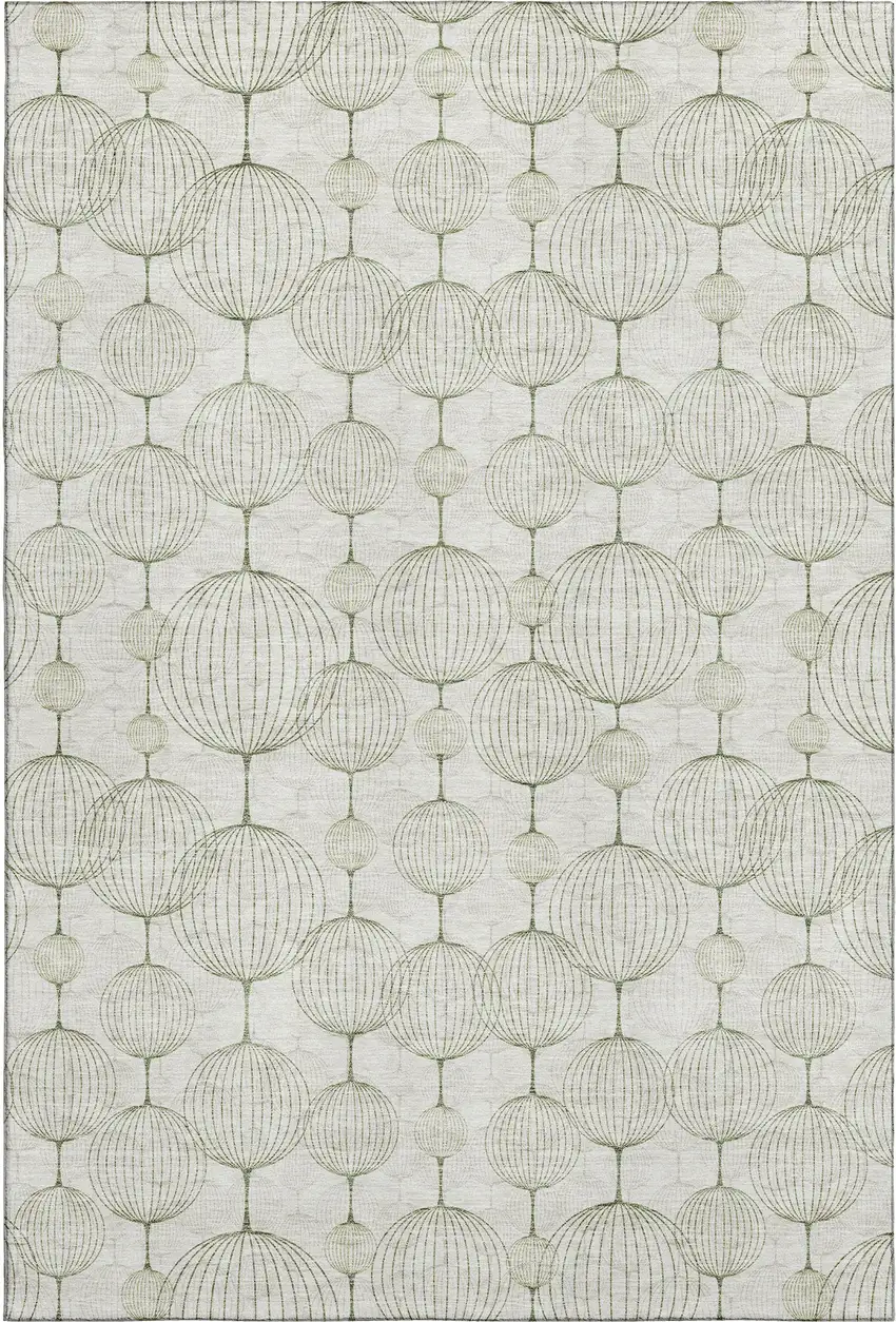 Green And Beige Geometric Washable Area Rug With UV Protection Photo 1