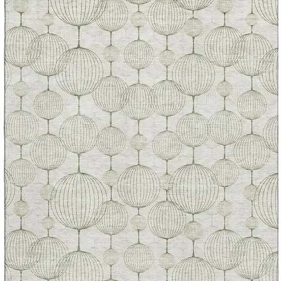 Green And Beige Geometric Washable Area Rug With UV Protection Photo 3