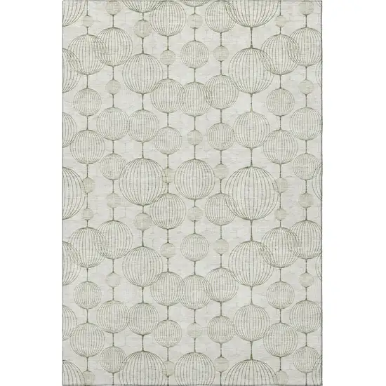 Green And Beige Geometric Washable Area Rug With UV Protection Photo 4