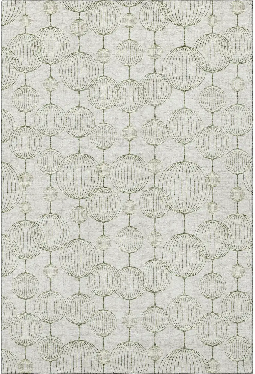 Green And Beige Geometric Washable Area Rug With UV Protection Photo 4