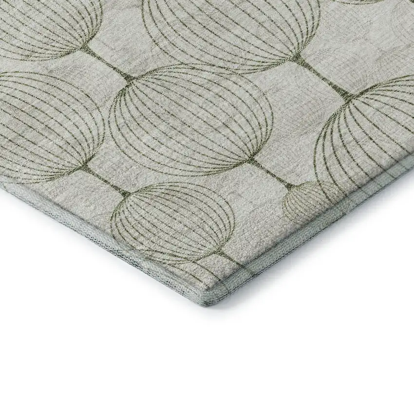 Green And Beige Geometric Washable Area Rug With UV Protection Photo 8