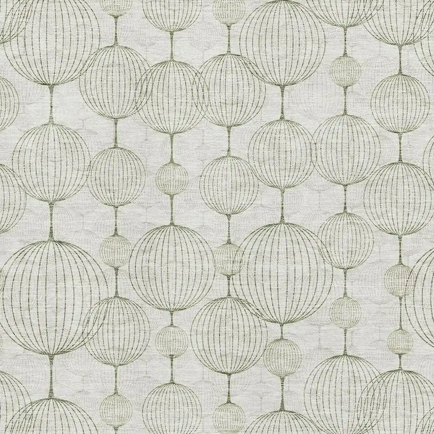 Green And Beige Geometric Washable Area Rug With UV Protection Photo 3
