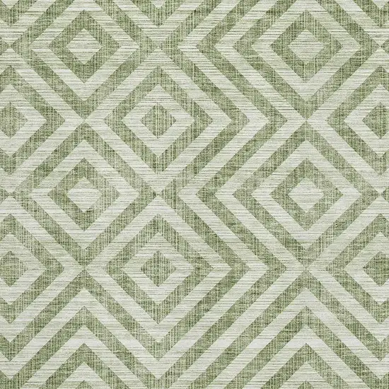 Green And Beige Geometric Washable Area Rug With UV Protection Photo 3