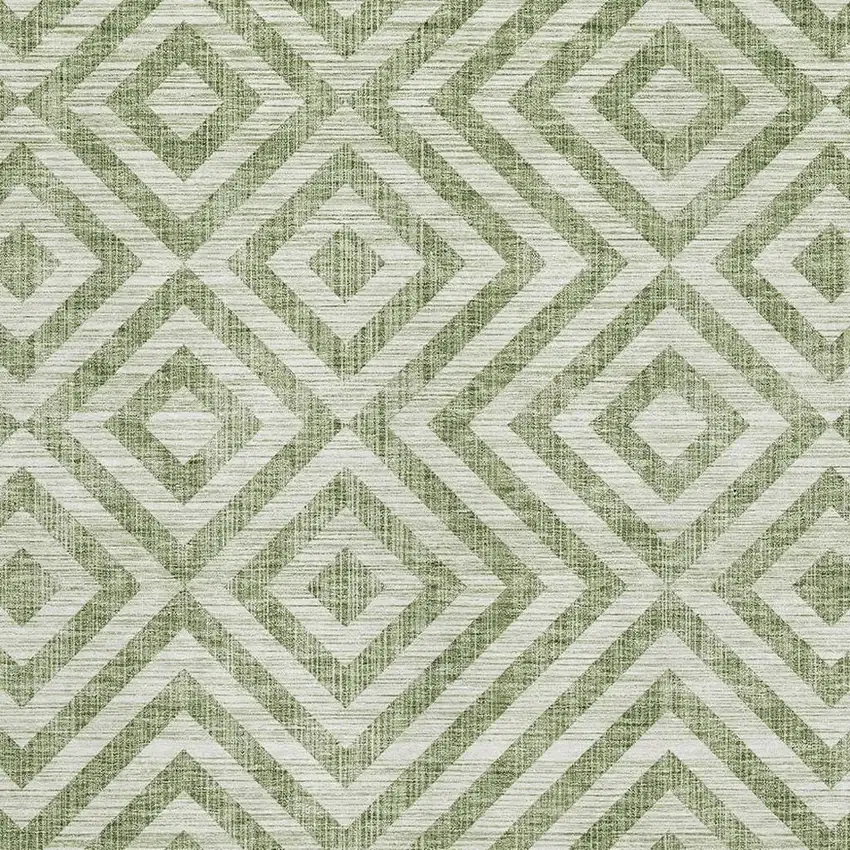 Green And Beige Geometric Washable Area Rug With UV Protection Photo 3