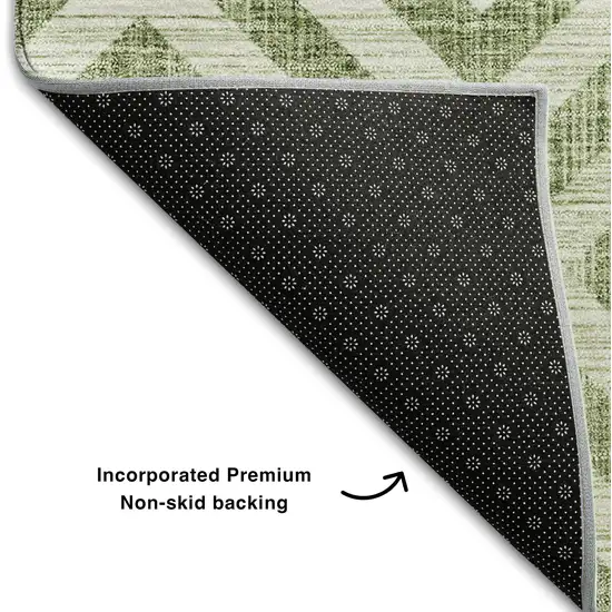 Green And Beige Geometric Washable Area Rug With UV Protection Photo 7